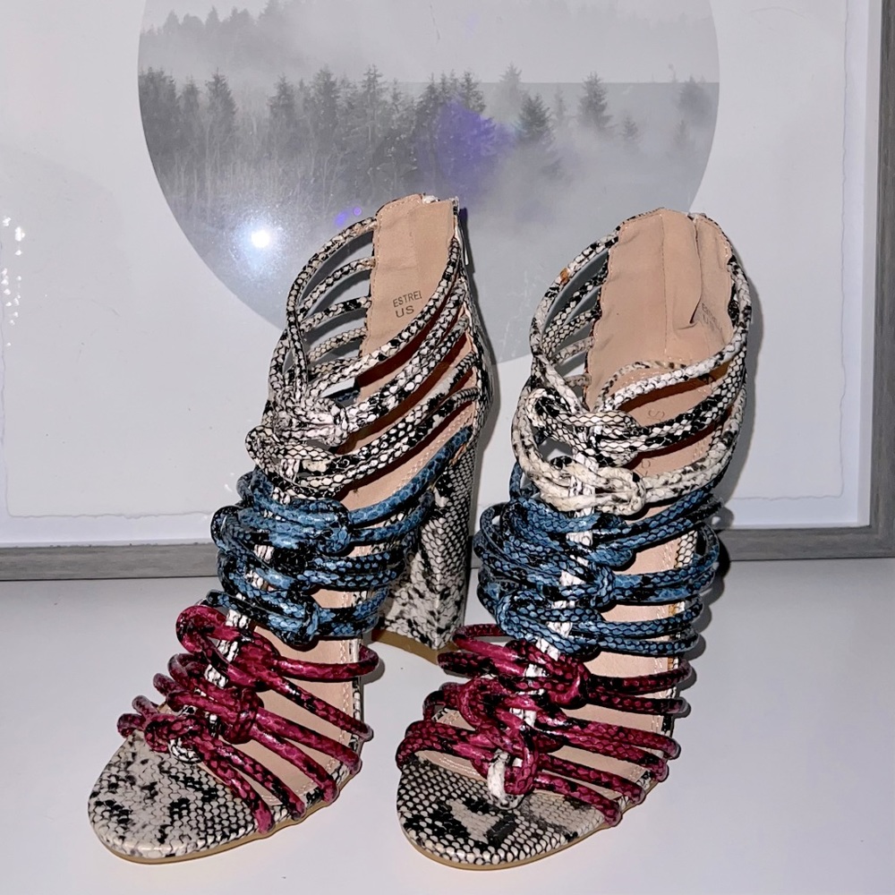 Shoedazzle Animal print Strappy heels